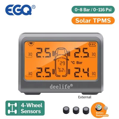 MY77T Solar Car TPMS Monitoring Tire Pressure 433MHz External Sensor